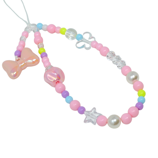 Pastel Pink Bow Butterfly Phone Charm