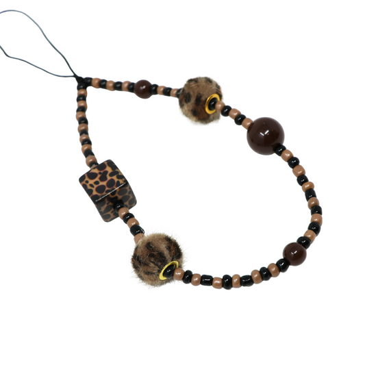 Leopard Fluffy Cube Phone Charm