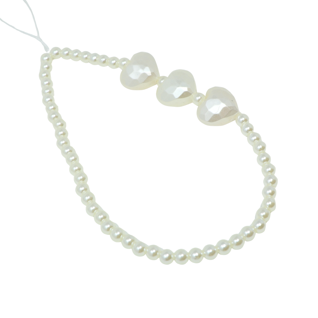 Pearl Triple Heart Phone Charm
