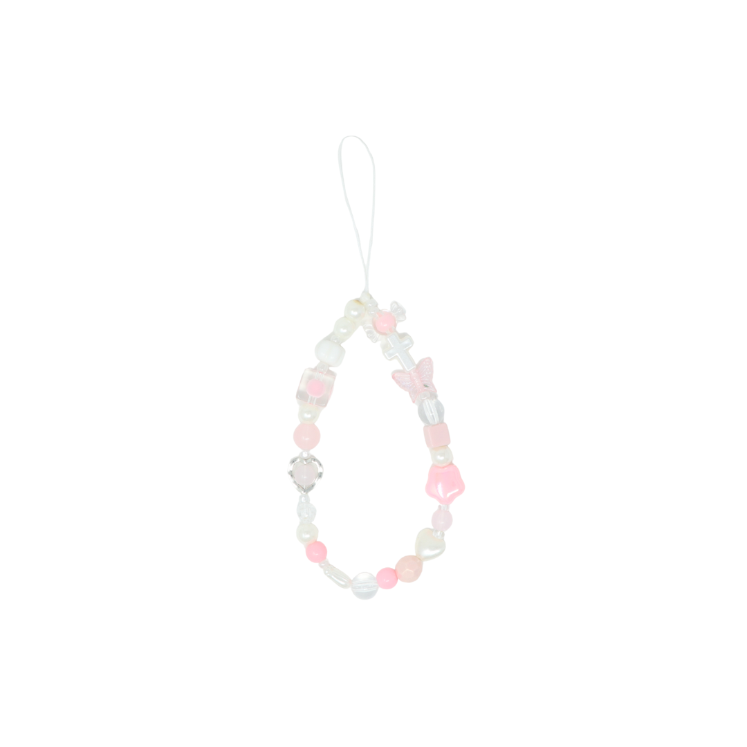 Caser Custom Pink Pearl Cross phone charm, detail view
