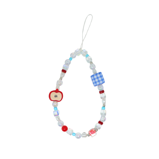 Caser Custom Blue Checkered Cube with Apple phone charm, detail view