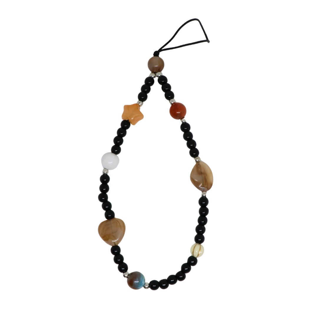 Caser Custom Black Ivory Jade-look Beads phone charm, detail view