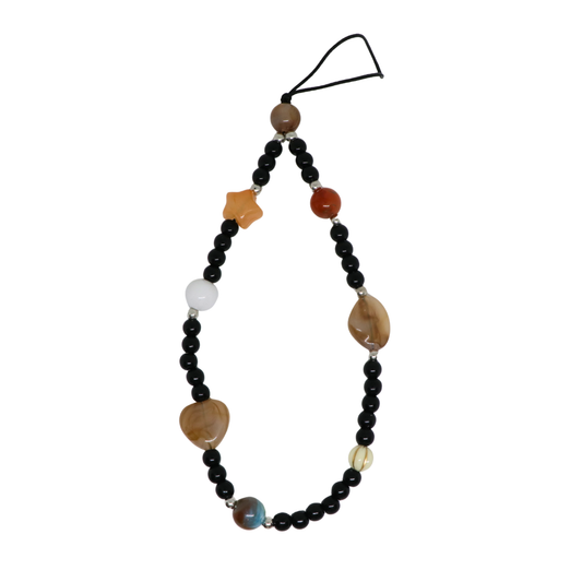 Caser Custom Black Ivory Jade-look Beads phone charm, detail view