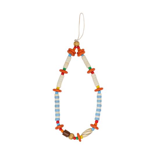 Caser Custom Orange Vintage Style Wooden Beads phone charm, detail view