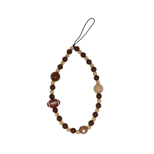 Caser Custom Brown Beads Football phone charm, detail view