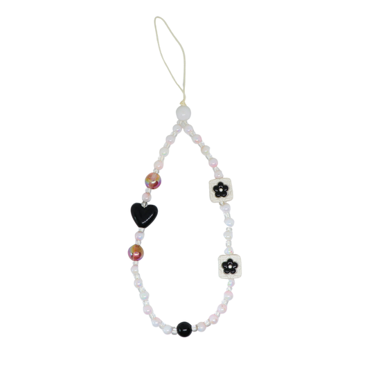 Caser Custom Black & White Floral Heart phone charm, detail view