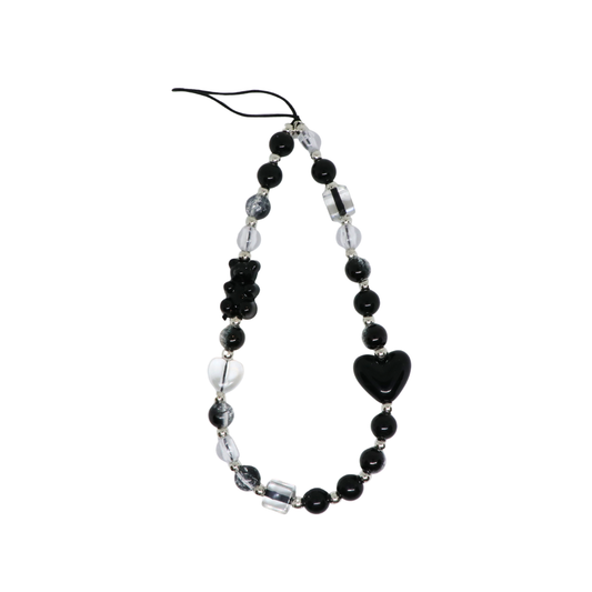 Caser Custom Black Gummy Bear Heart phone charm, detail view
