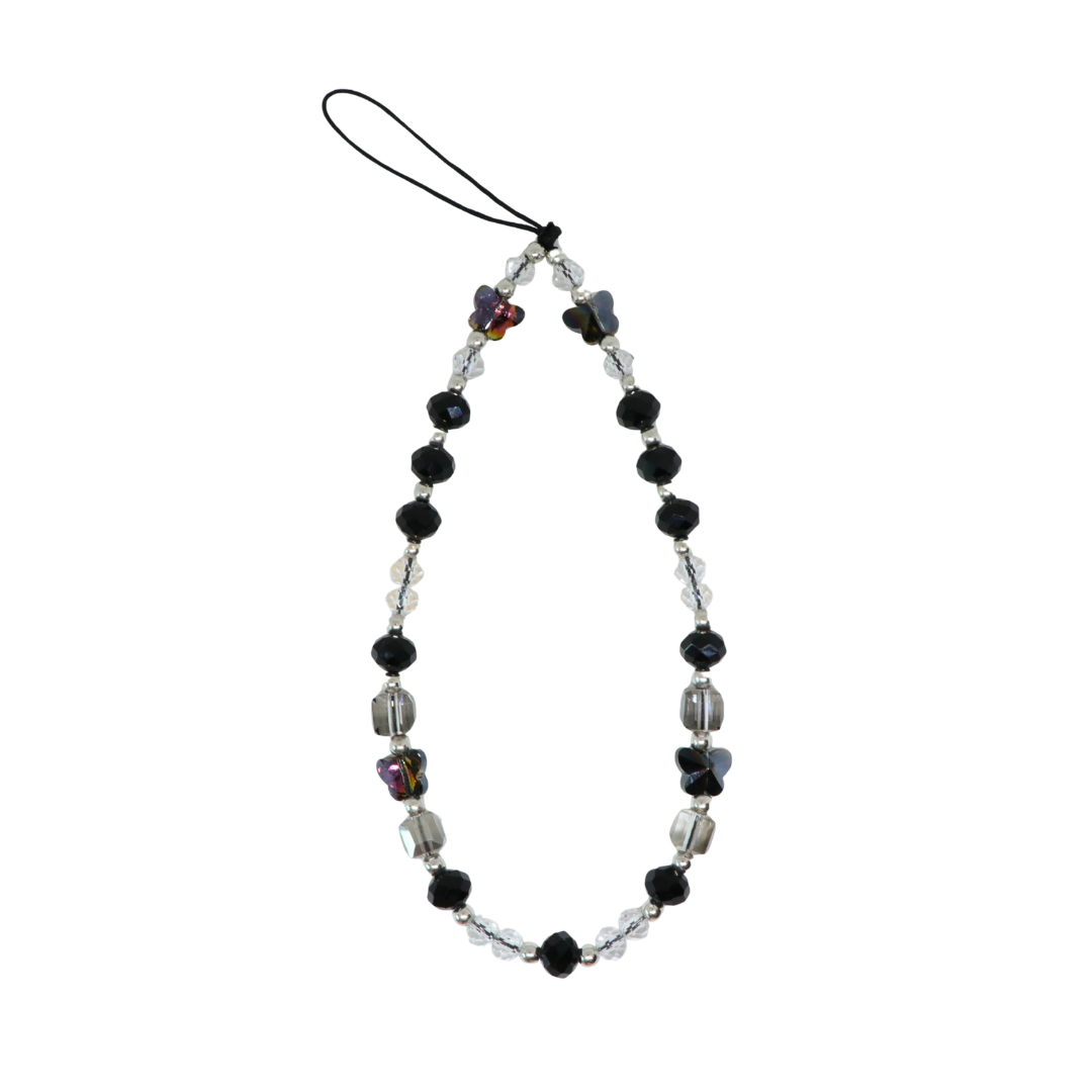 Caser Custom Black Crystal with Butterfly phone charm, detail view
