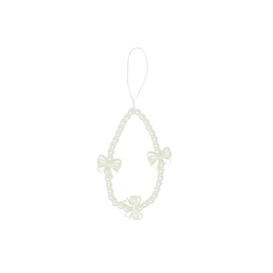 Caser Custom White Pearl Bow phone charm, detail view