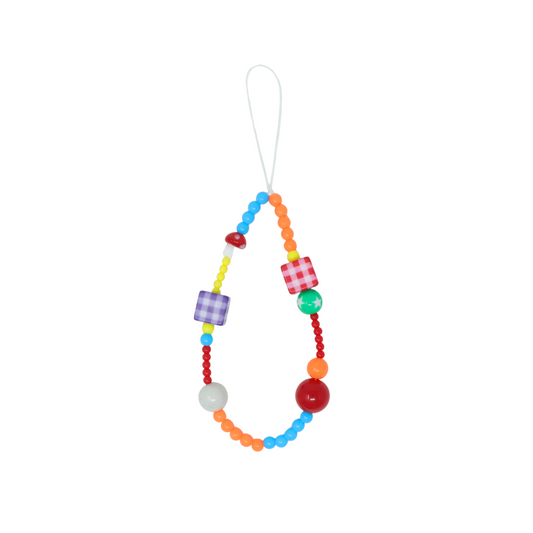 Caser Custom Rainbow Plaid Cube phone charm, detail view