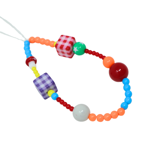 Rainbow Plaid Cube Phone Charm