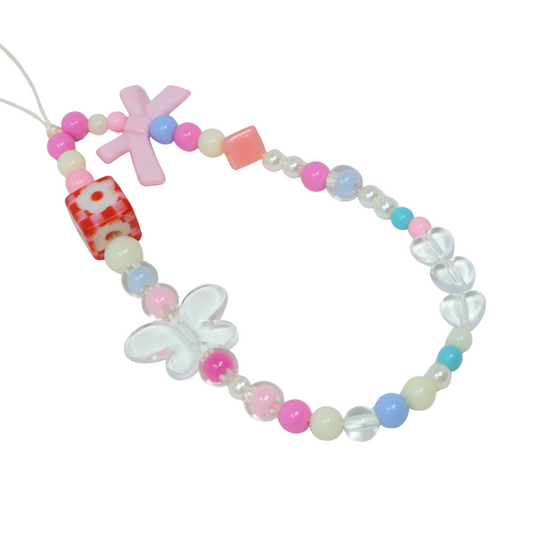 Pink Floral Cube Phone Charm