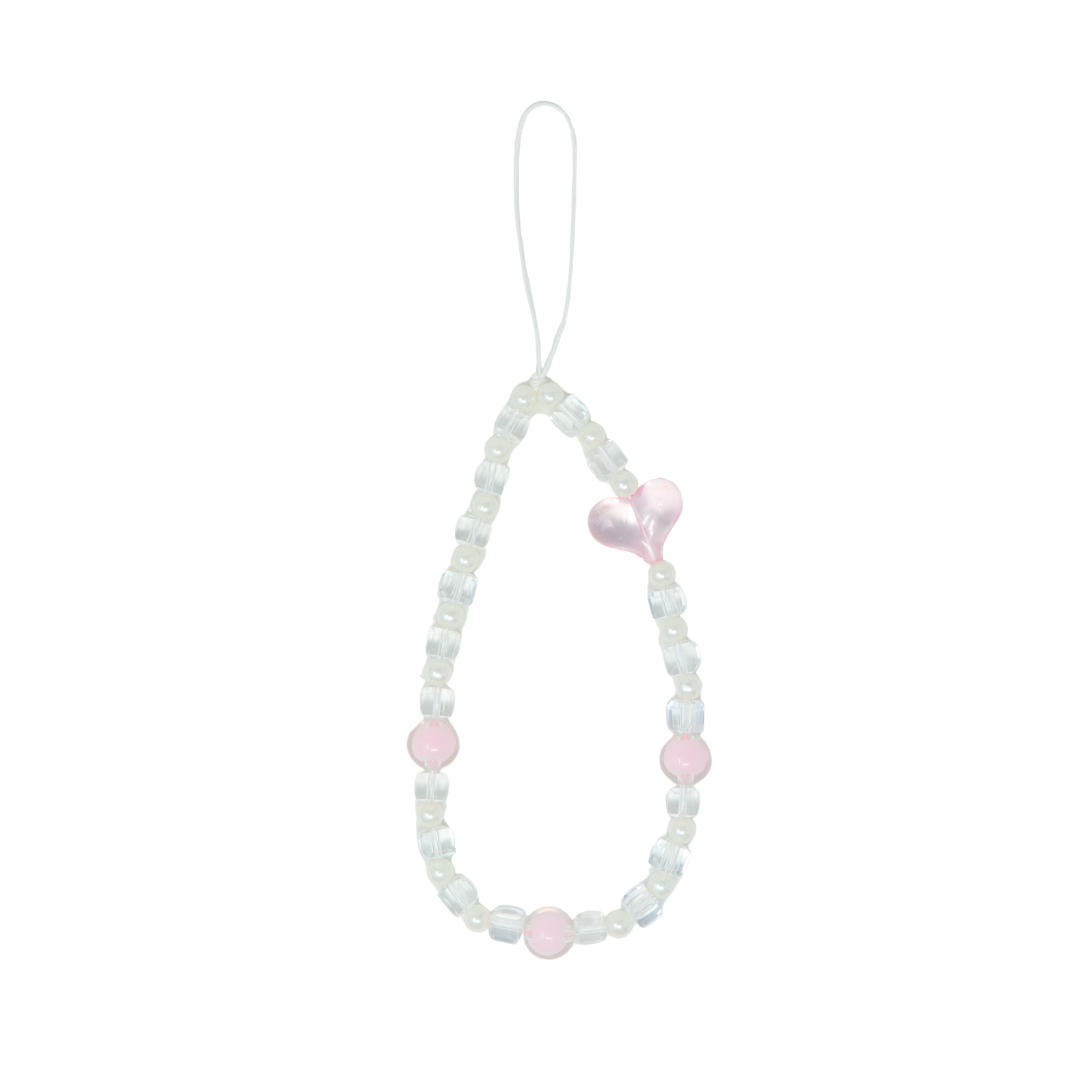 Caser Custom Pink and White Clear Cube Heart phone charm, detail view