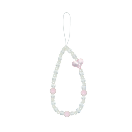 Caser Custom Pink and White Clear Cube Heart phone charm, detail view