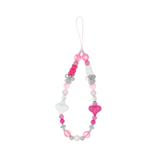 Caser Custom Hot Pink Heart Butterfly phone charm, detail view