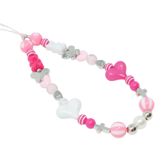 Hot Pink Heart Butterfly Phone Charm