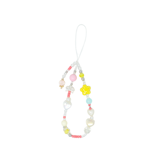 Caser Custom Pink and Yellow Yellow Floral Lollipop phone charm, detail view