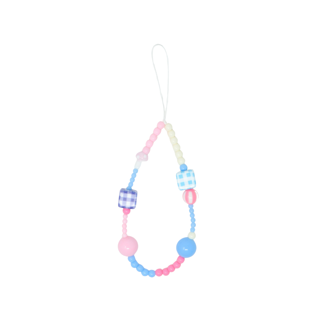Caser Custom Pastel Blue & Pink Cube phone charm, detail view