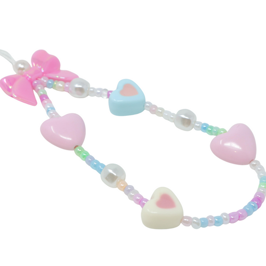 Pink Bow Heart Phone Charm