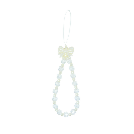 Caser Custom White Clear Bow phone charm, detail view