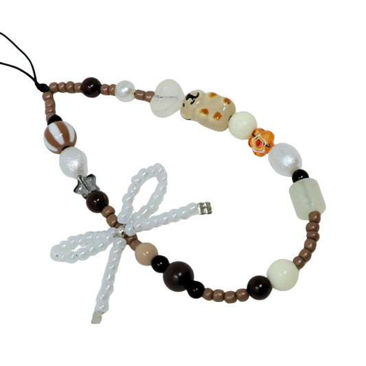 Ivory Capybara Bow Phone Charm