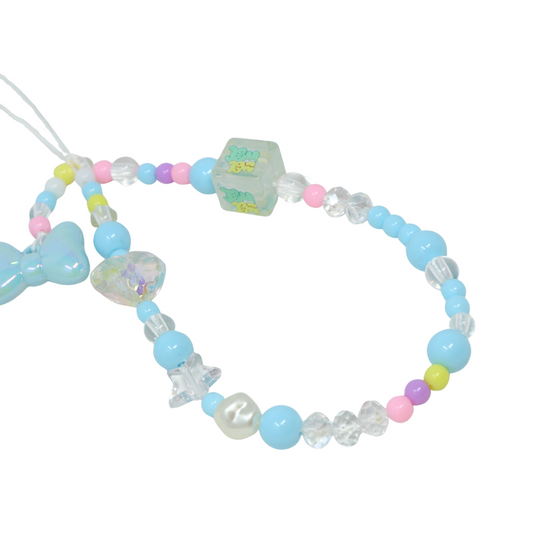 Baby Blue Rabbit Cube Bow Phone Charm