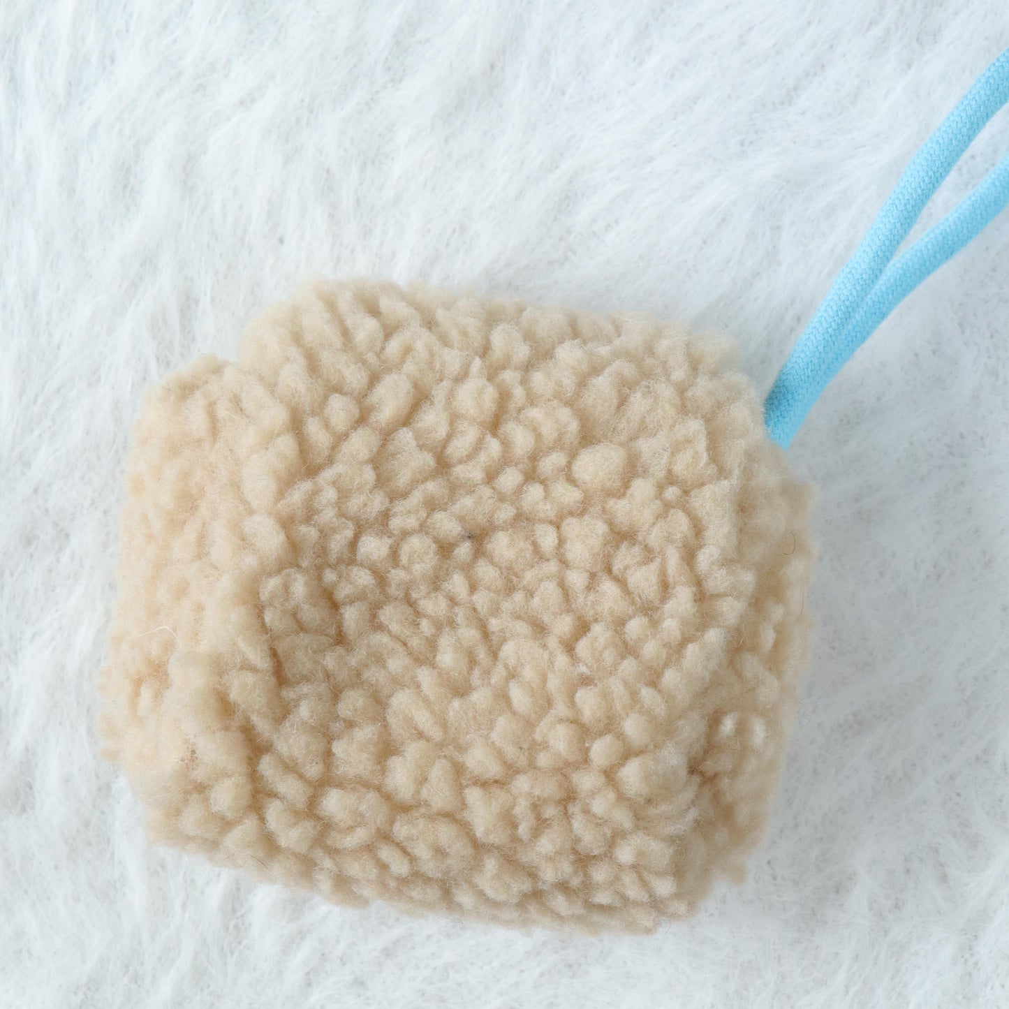 Plush Airpod Pouch - Mini Beige Case With Cute Dog Patch