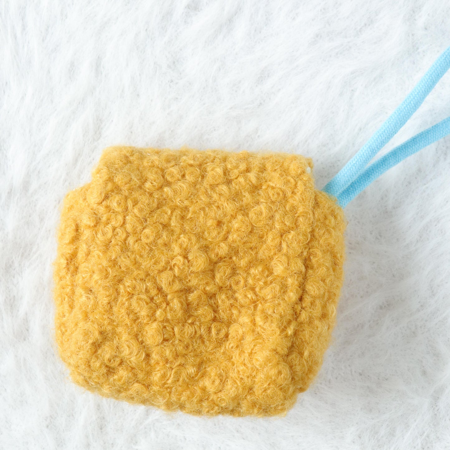 Plush Airpod Pouch - Mini Yellow Case With Cute Dog Patch