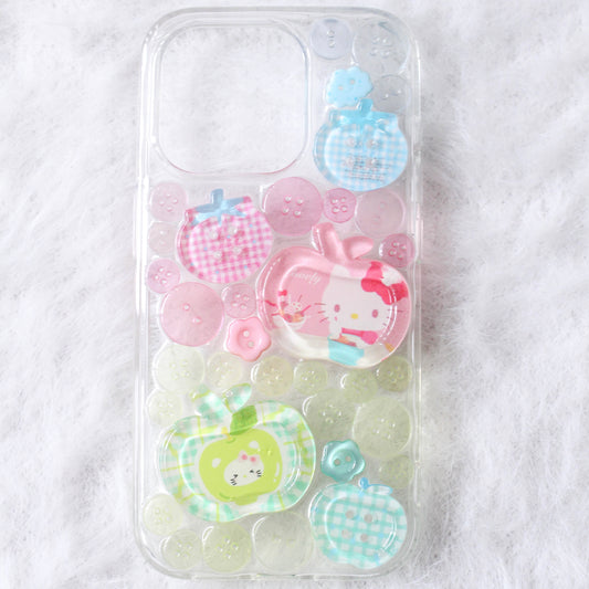 Handmade Resin Phone Case - Kitty Button