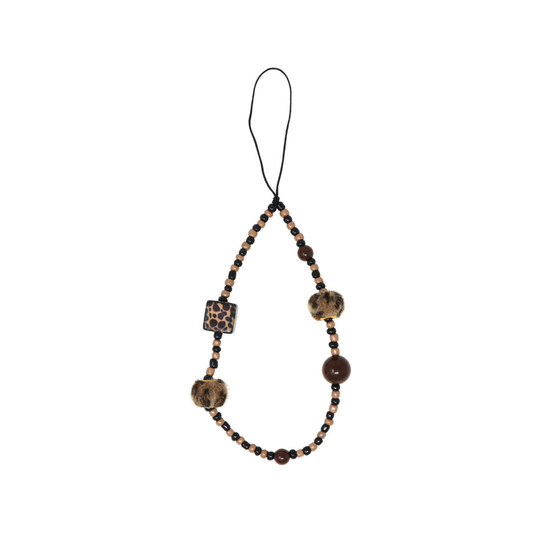 Leopard Fluffy Cube Phone Charm