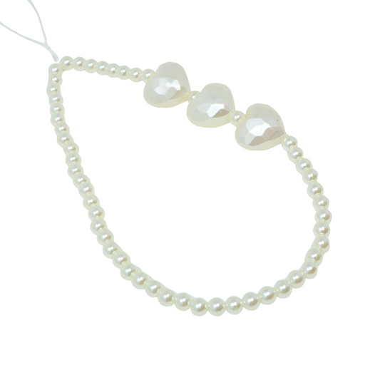 Pearl Triple Heart Phone Charm