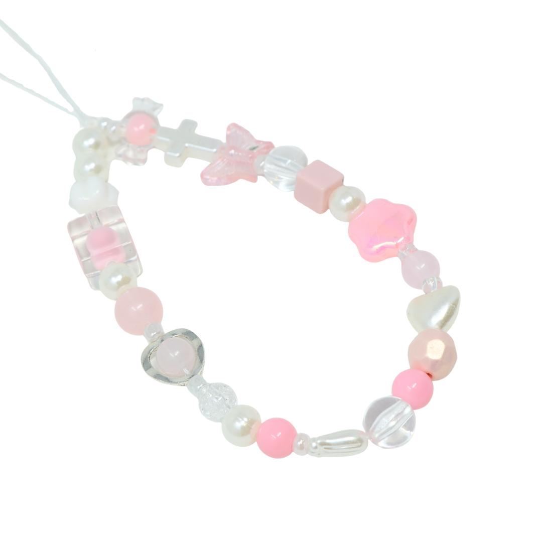 Pink Pearl Cross Phone Charm