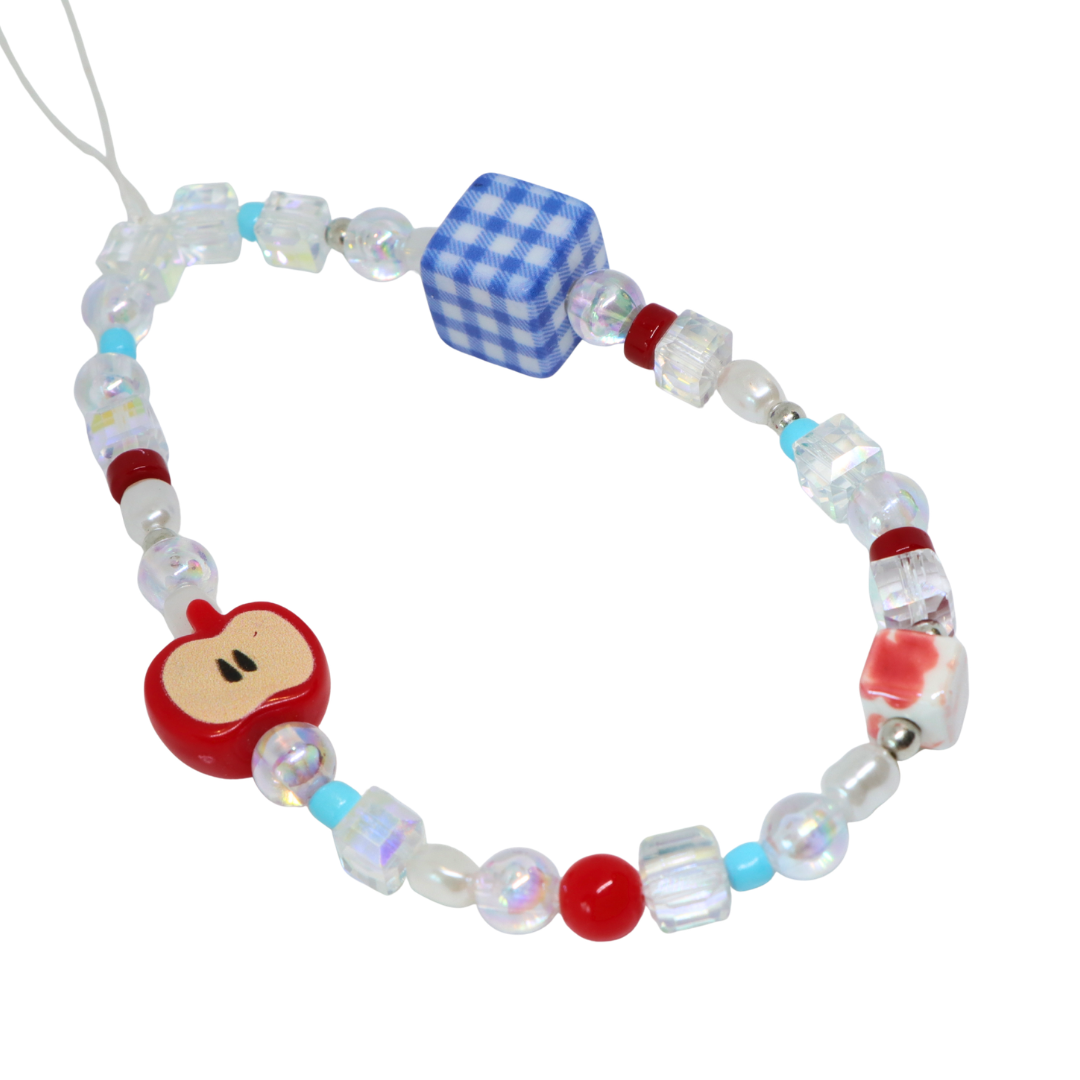 Caser Custom Blue Checkered Cube with Apple phone charm, product photo