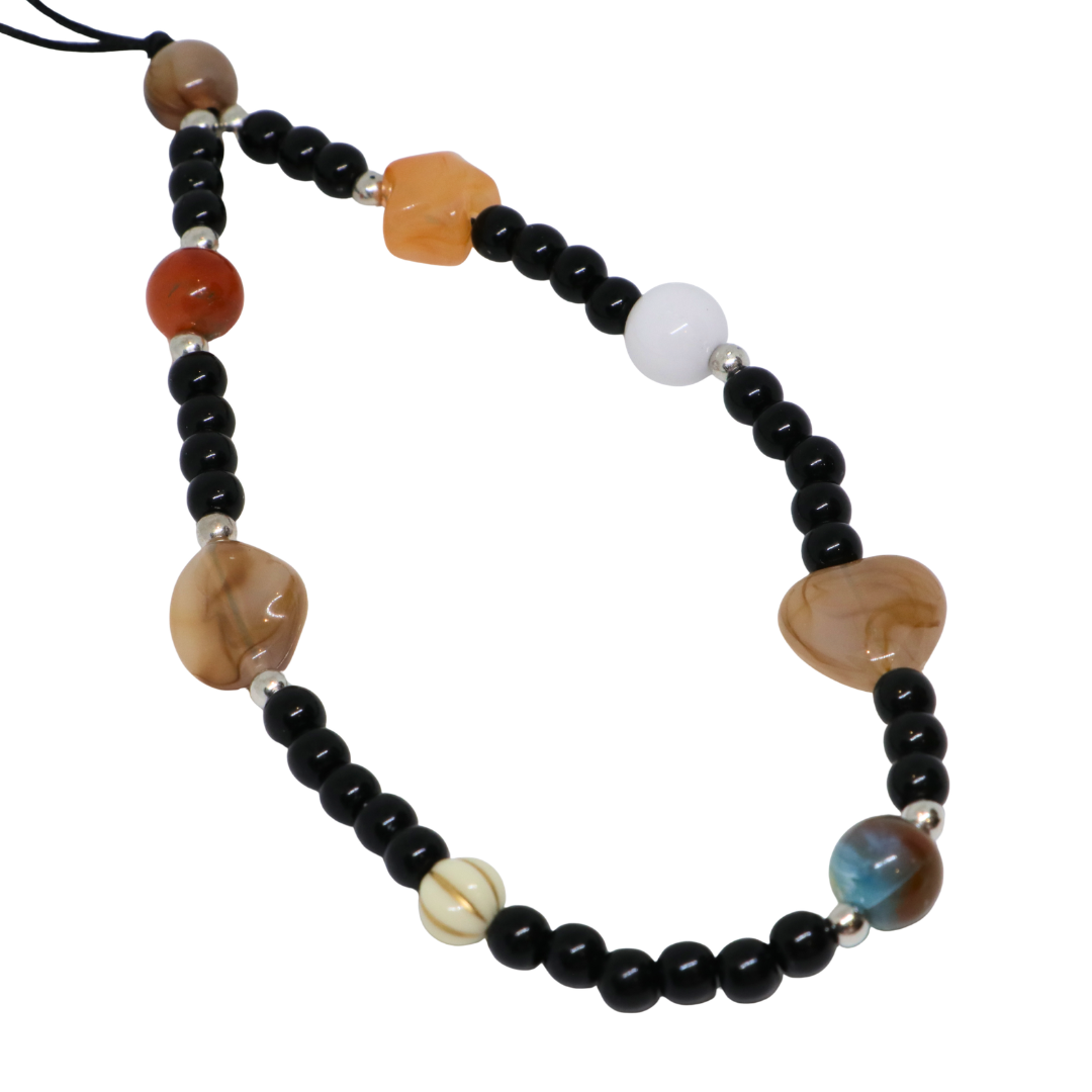 Caser Custom Black Ivory Jade-look Beads phone charm, product photo