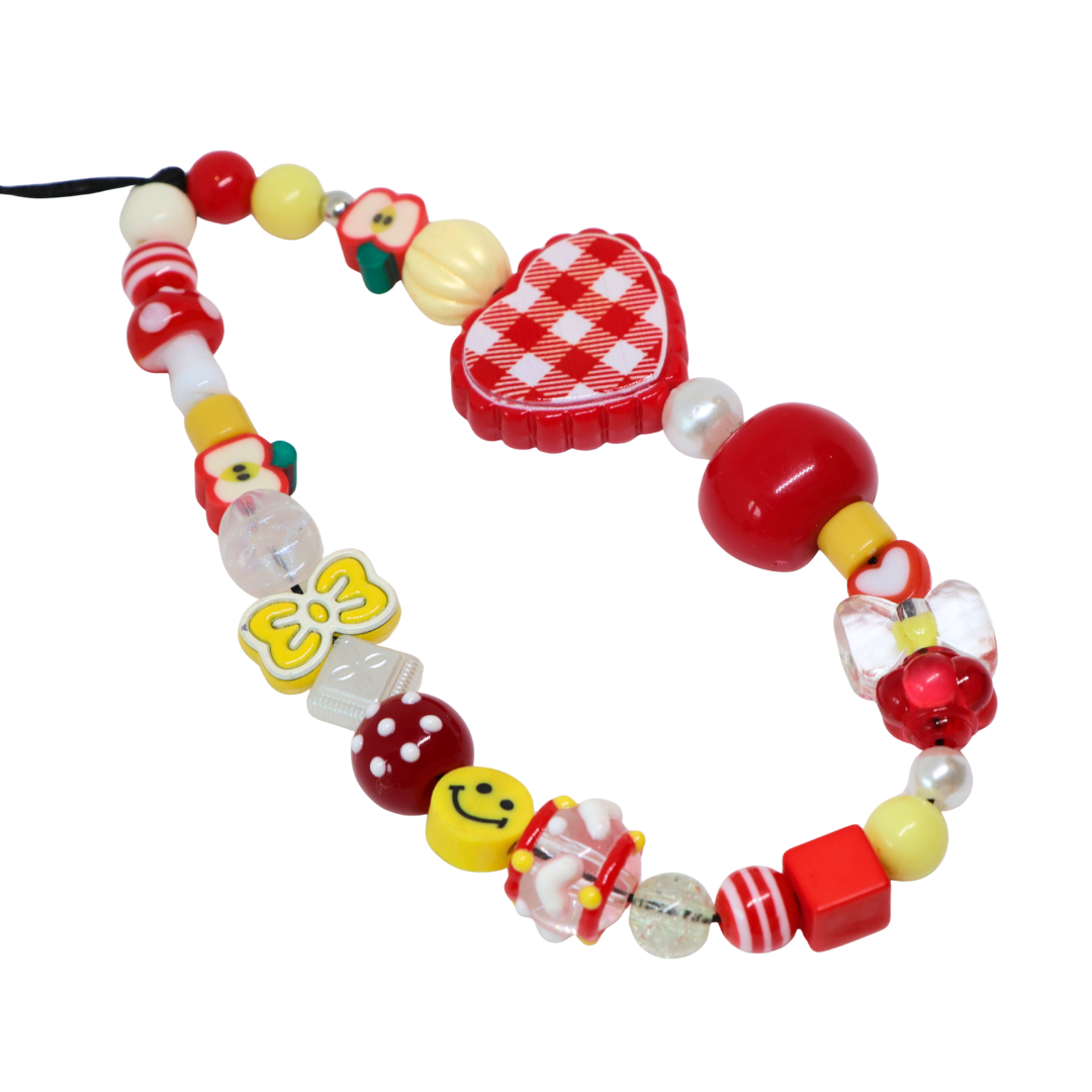 Caser Custom Red Checkered Heart with Smiling Face phone charm, product photo