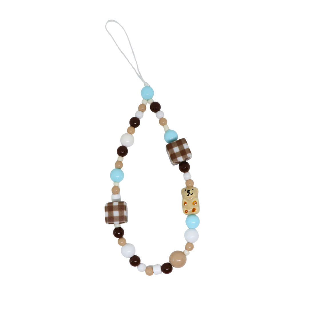 Caser Custom Brown Checkered Cube Capybara phone charm, detail view