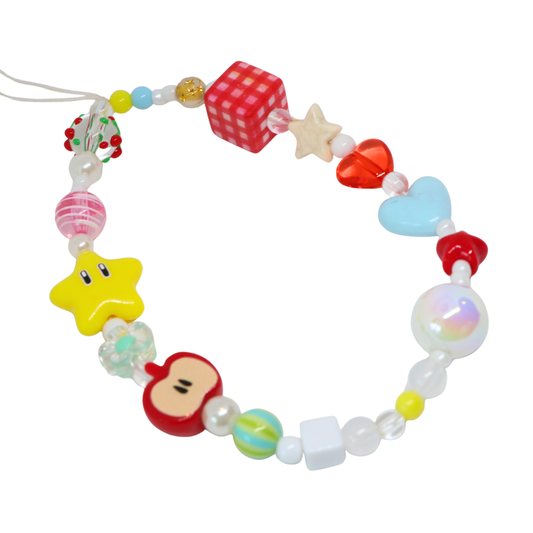 Caser Custom Rainbow and Red Red Checkered Cube Apple Star phone charm, product photo