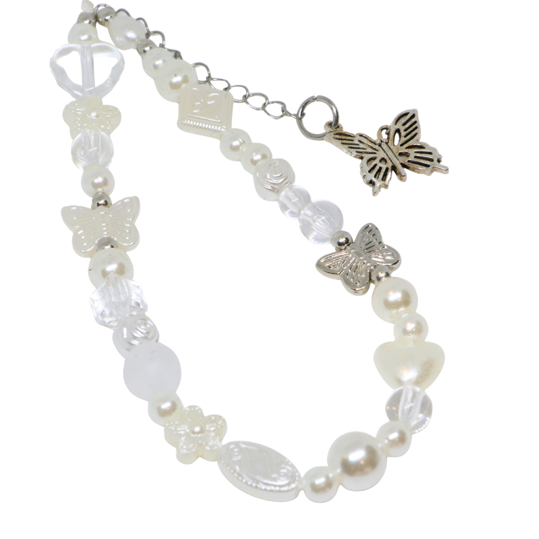 Caser Custom White & Silver Butterfly phone charm, product photo