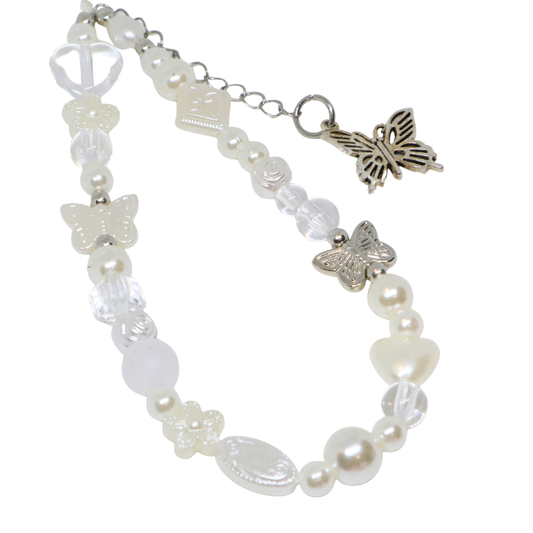Caser Custom White & Silver Butterfly phone charm, product photo