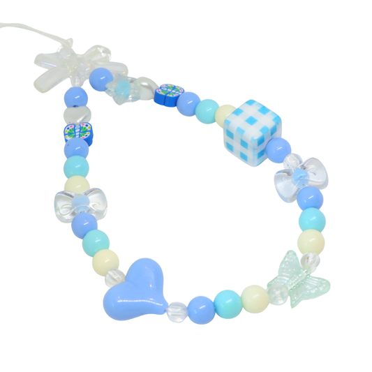Caser Custom Blue Heart with Checkered Cube phone charm, product photo