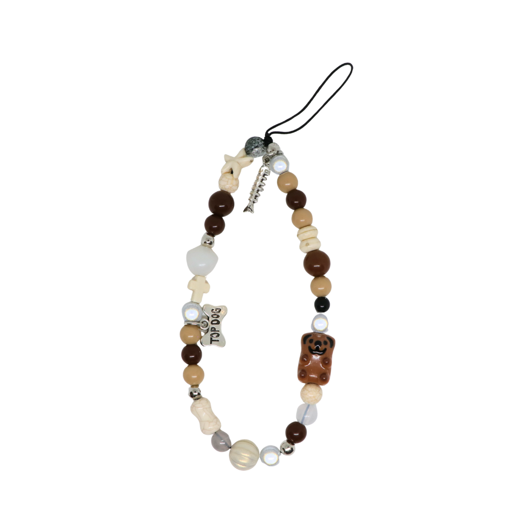 Caser Custom Brown Capybara with Silver Dot Tag phone charm, detail view