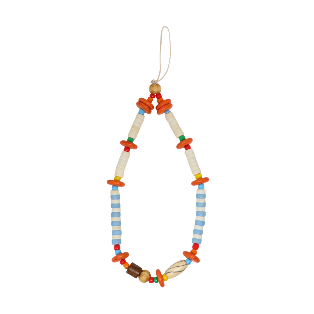 Caser Custom Orange Vintage Style Wooden Beads phone charm, detail view