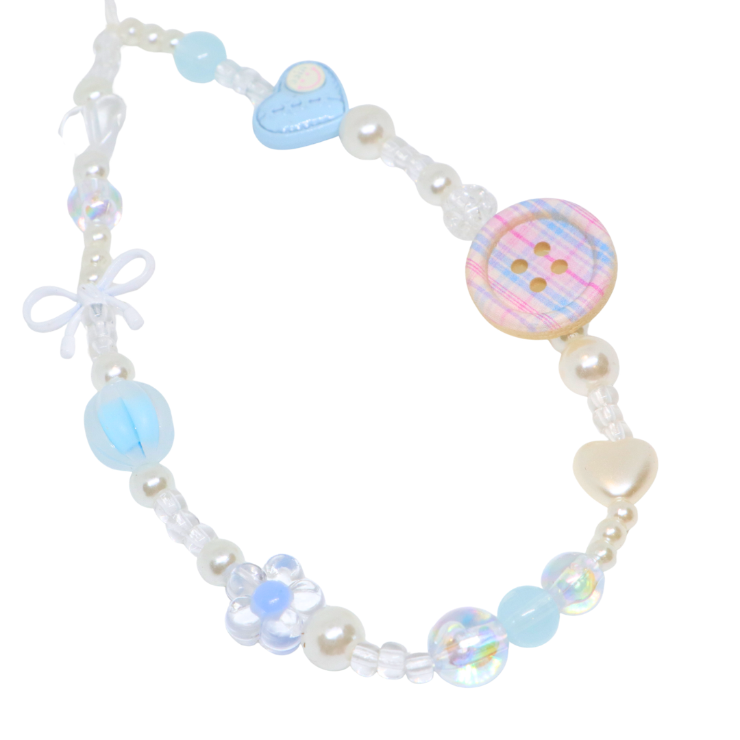 Caser Custom Pastal Blue with Pink Button phone charm, product photo