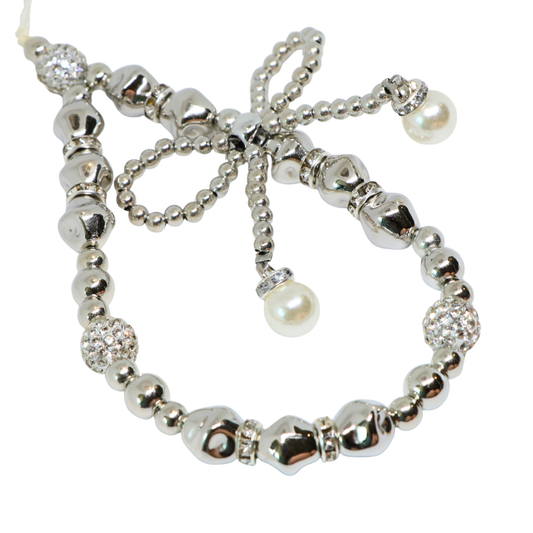 Caser Custom Silver Rhinestone Bow phone charm, product photo