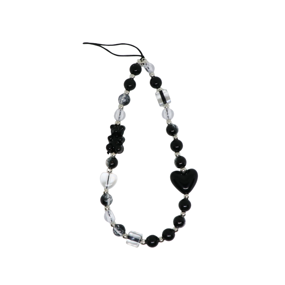 Caser Custom Black Gummy Bear Heart phone charm, detail view