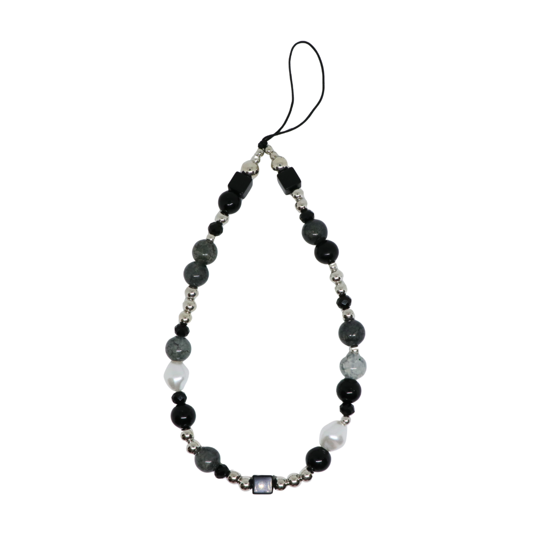 Caser Custom Black Crystal-look Beads phone charm, detail view