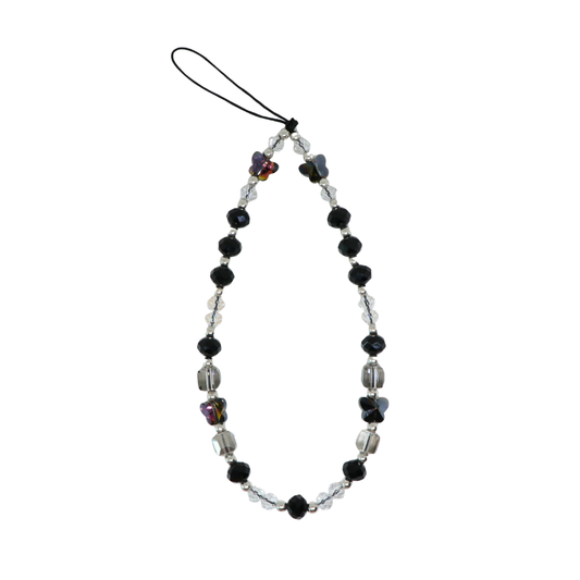 Caser Custom Black Crystal with Butterfly phone charm, detail view