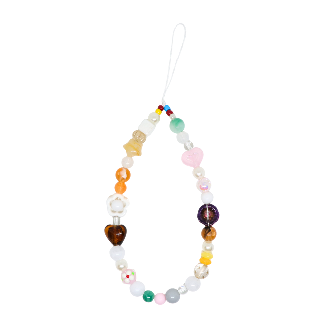 Caser Custom Rainbow Mixed Jade-look Beads phone charm, detail view