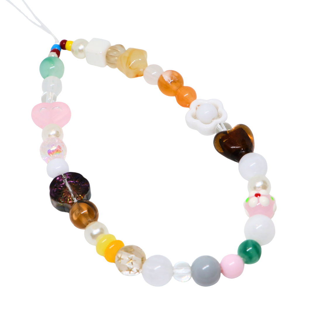 Caser Custom Rainbow Mixed Jade-look Beads phone charm, product photo