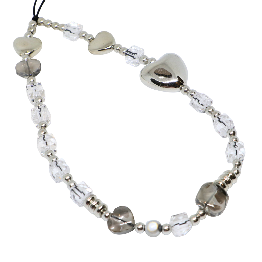 Caser Custom Silver Heart Glass-look phone charm, product photo
